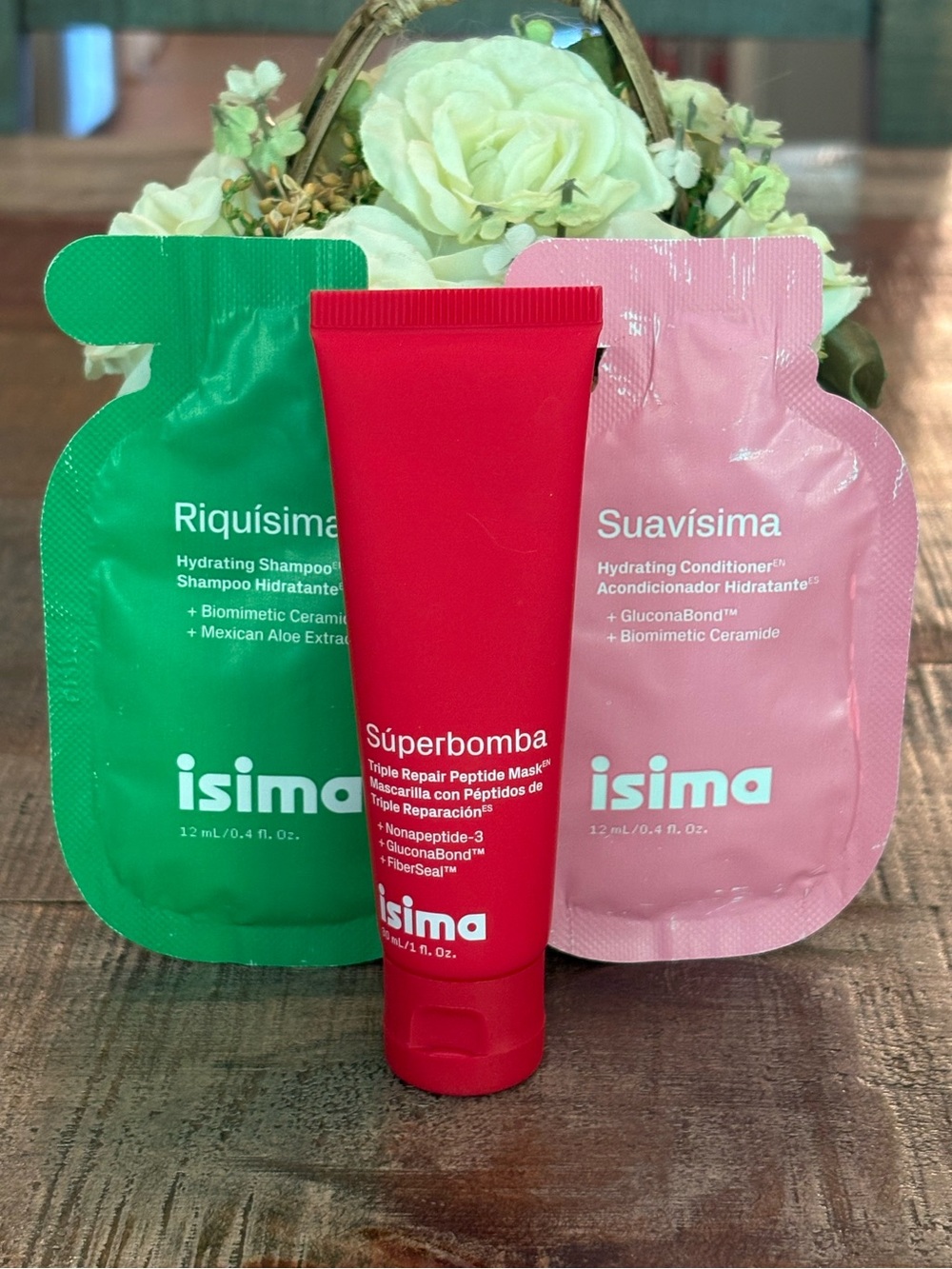 NEW Isima SUPERBOMBA Triple Repair HAIR MASK + RIQUISMA & SUAVISIMA Samples!
